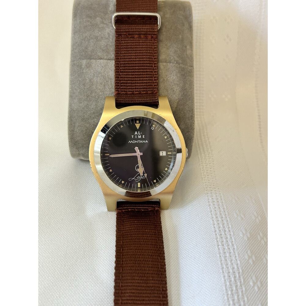 AL-Time Leger Watch 18-2 Yellow Gold Anodized Aluminum 40mm Quartz Aviation - Picture 3 of 16